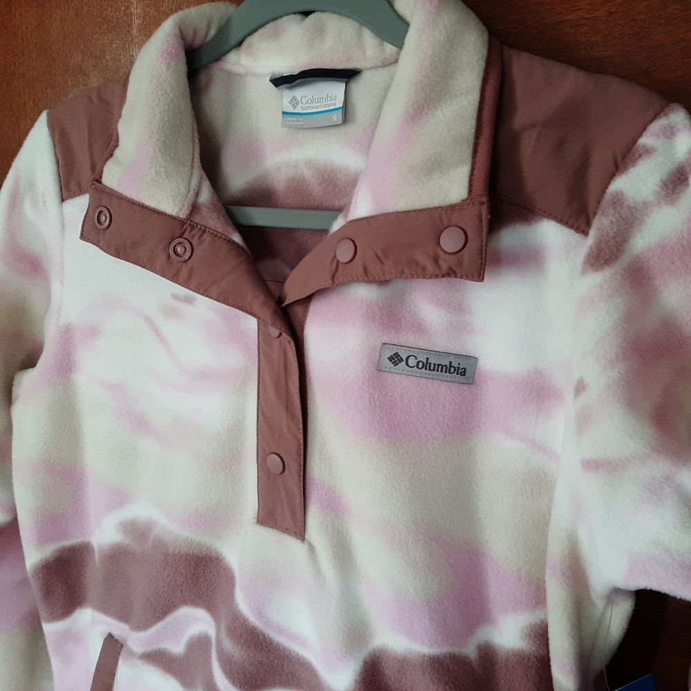 Columbia Women's Pink and Tan Half Snap Fleece